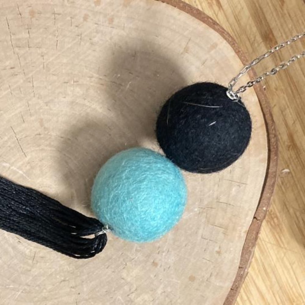 Yochi NY Felt Pom Pom Necklace